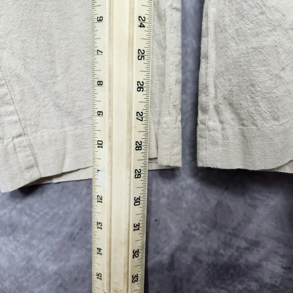 Perry Ellis Linen Blend Pants Mens 36x30 Beige Flat Front Chino Trousers